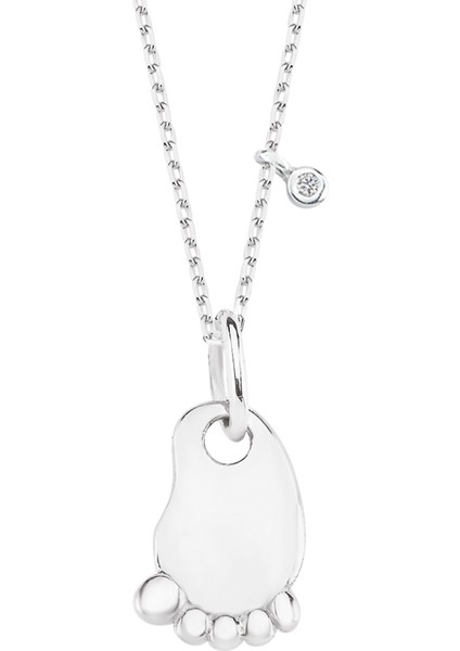 Gümüş Pırlanta Taşlı Bebek Ayak Kolye