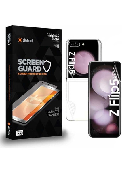 Samsung Galaxy Z Flip 5 Curve Darbe Emici Şeffaf Ön +Arka Ekran Koruyucu Film