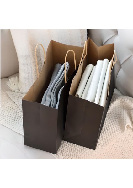 Burgu Saplı Siyah Kağıt Çanta 32x33x20cm fiyatları