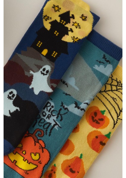 Unisex Halloween Desenli 3'lü Kutulu Soket Çorap fiyatları