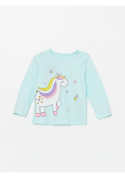 Lcw Baby Bisiklet Yaka Uzun Kollu Baskılı Kız Bebek Pijama Takımı