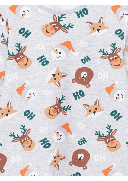 Lcw Kids Baskılı Bisiklet Yaka Yılbaşı Temalı Erkek Çocuk Pijama Takımı