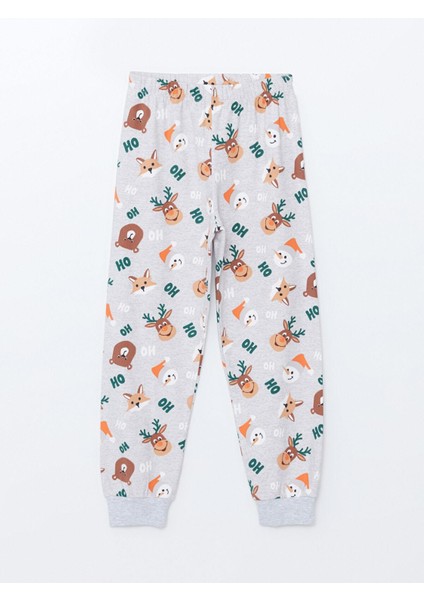 Lcw Kids Baskılı Bisiklet Yaka Yılbaşı Temalı Erkek Çocuk Pijama Takımı