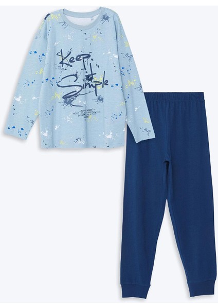 Lc Waıkıkı Baskılı Bisiklet Yaka Erkek Çocuk Pijama Takımı