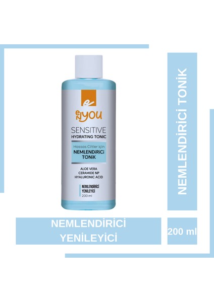 Hassas Ciltler Için Nemlendirici Tonik Sensitive Hydrating Tonic 200 ml Nemlendirici Yenileyici Aloe Vera, Ceramide Np, Hyaluronic Acid
