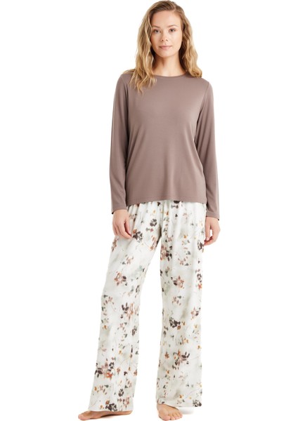 Kadın Uzun Kol Vizon Viskoz Pijama Takım C8T1N6O15