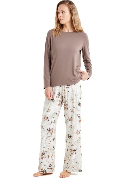 Kadın Uzun Kol Vizon Viskoz Pijama Takım C8T1N6O15 modelleri