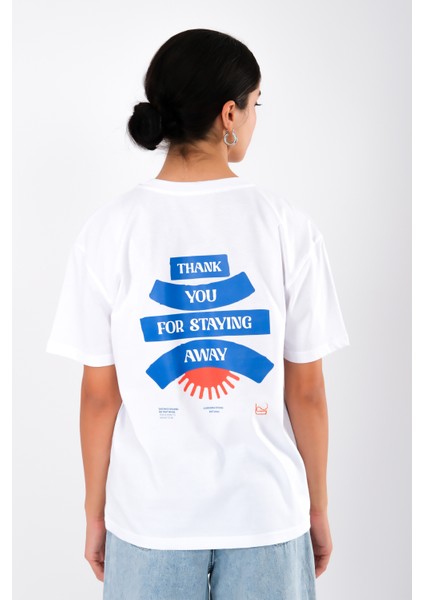 Thank You Relaxed Fit Kadın T-Shirt Beyaz
