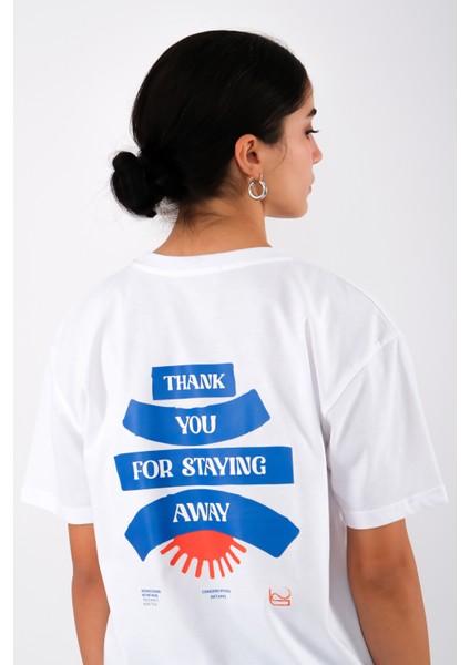 Thank You Relaxed Fit Kadın T-Shirt Beyaz modelleri
