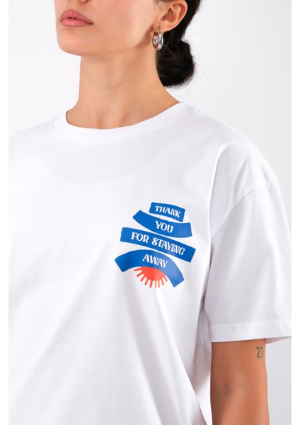 Thank You Relaxed Fit Kadın T-Shirt Beyaz fırsatları