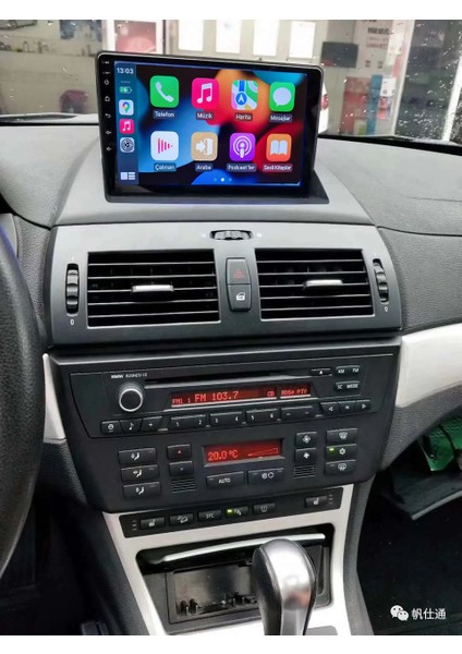 Bmw X3（2003-2010）ANDROID Sürüm 13 Kablosuz Carplay Navigasyon Multimedya 9 Inç Ekran Navigasyon Cihazı 4G Ram + 64GB Hafıza Çerçeve ve arka görüş kamerası ile