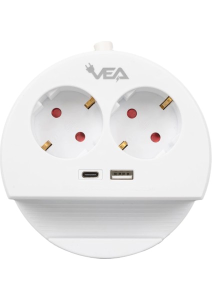 2'li USB + Type-C Girişli Telefon Standlı 1.5 Metre Grup Priz Ve- G1102C (K0)