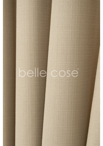 Keten Görünümlü Bohem Tarz Fon Perde Pilesiz Dikim Açık Vizon modelleri