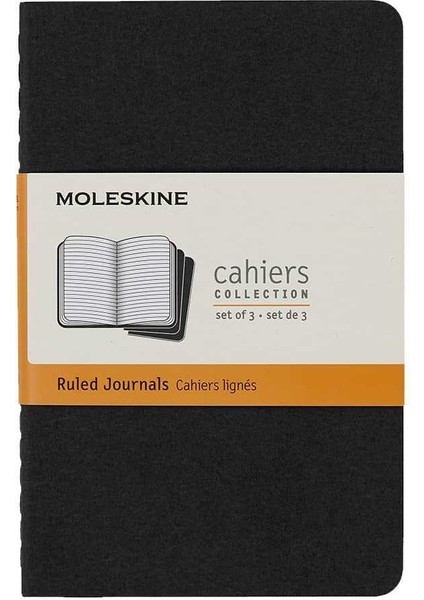 Chaier 3'lü Günlük Defter Çizgili Cep Boy 9X14 cm 64 Sayfa Siyah
