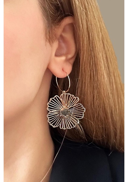 Altın Kaplama Doğa Serisi Çiçek Sallantılı Poppy Halka Küpe fiyatları