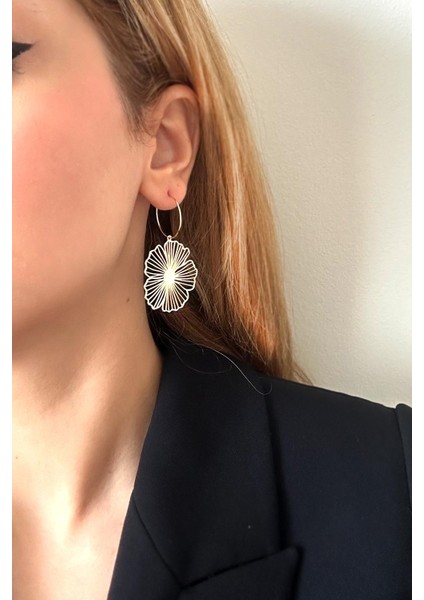 Altın Kaplama Doğa Serisi Çiçek Sallantılı Poppy Halka Küpe modelleri