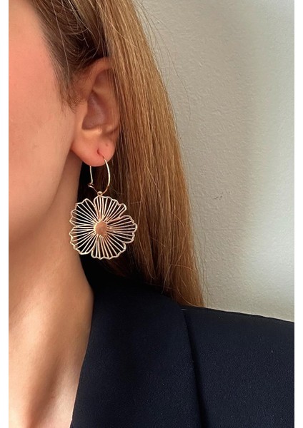 Altın Kaplama Doğa Serisi Çiçek Sallantılı Poppy Halka Küpe indirimleri