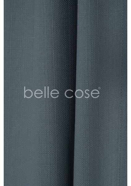 Keten Görünümlü Bohem Tarz Fon Perde Pilesiz Dikim Indigo Mavi modelleri