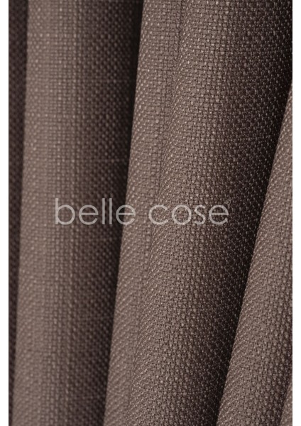 Keten Görünümlü Bohem Tarz Fon Perde Pilesiz Dikim Kahverengi modelleri