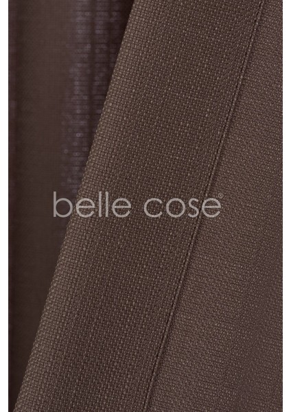 Keten Görünümlü Bohem Tarz Fon Perde Pilesiz Dikim Kahverengi indirimleri