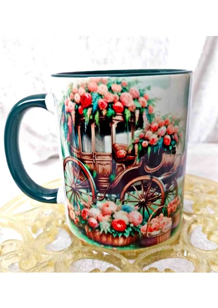 Çiçek Arabası Vintage Baskı Büyük Boy Kupa modelleri