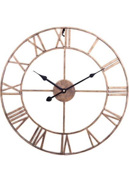 60CM Yuvarlak Romen Rakamlı Duvar Saati Altın (Yurt Dışından)