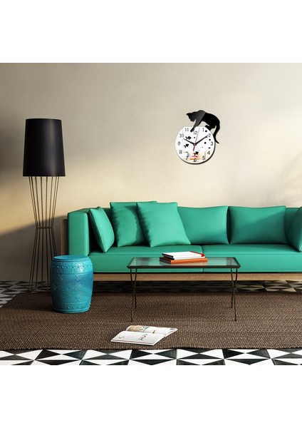 3D Akrilik Kedi Ayna Duvar Saati Dıy Moda Ev Dekorasyon Siyah (Yurt Dışından) fırsatları
