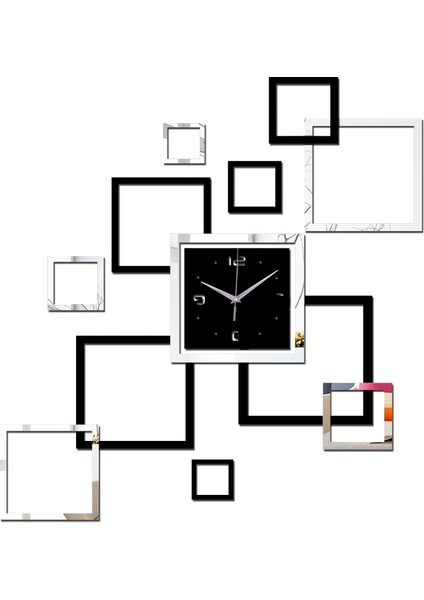 Akrilik Dıy Ayna Duvar Saati Çok Renkli (Yurt Dışından)