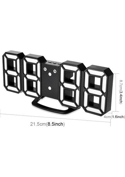 Çok Fonksiyonlu Büyük 3D LED Dijital Duvar Alarm Saati Yeşil (Yurt Dışından)