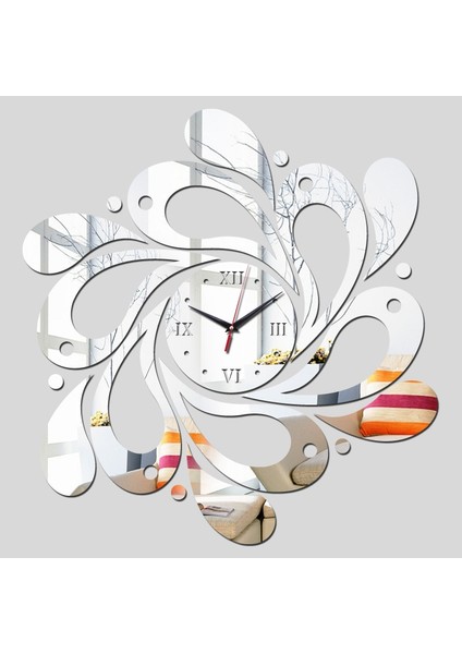 Ev Kristal Akrilik Kuvars Ayna Saat Takı Saat Petal Desenli Saat Gümüş (Yurt Dışından) fırsatları