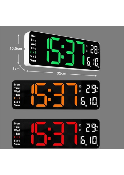6629 13 Inç LED Oturma Odası Büyük Ekran Duvar Saati 13 Inç Siyah Kabuk Yeşil Açık Yeşil (Yurt Dışından) fiyatları