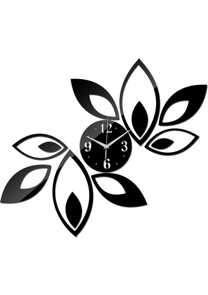 3D Kristal Ayna Duvar Saati Duvar Sticker Oturma Odası Yatak Odası Dekor Siyah (Yurt Dışından)