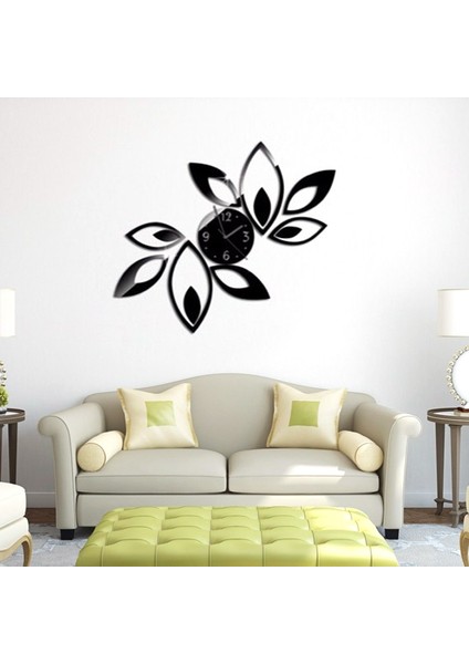 3D Kristal Ayna Duvar Saati Duvar Sticker Oturma Odası Yatak Odası Dekor Siyah (Yurt Dışından) modelleri