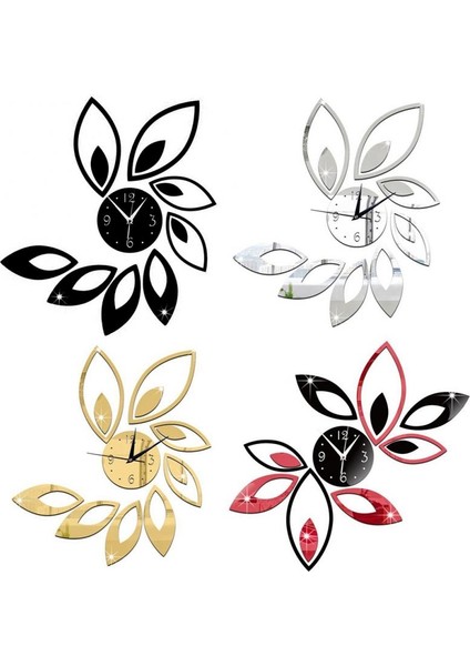 3D Kristal Ayna Duvar Saati Duvar Sticker Oturma Odası Yatak Odası Dekor Altın (Yurt Dışından)