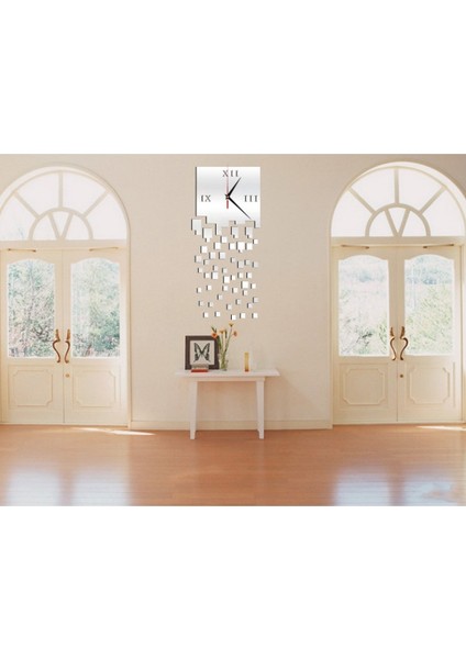 Ayna Saati Kişilik Duvar Saati Üç Boyutlu Duvar Dekorasyonu Mozaik Duvar Saati Gümüş (Yurt Dışından) fiyatları