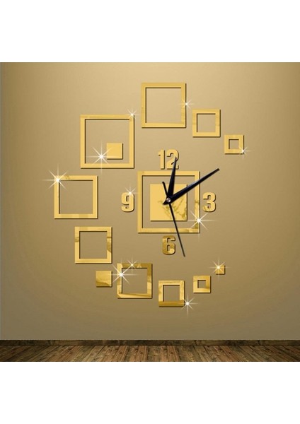 Duvar Saatleri Ayna 3D Stereo Akrilik Oturma Odası Yatak Odası Dekorasyon Duvar Saati Altın (Yurt Dışından)