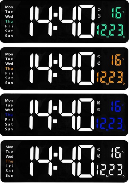 6626 LED Display Dijital Saat, Renk: Beyaz Sıcaklığı 16 Inç Beyaz Sıcaklığı Çok Renkli (Yurt Dışından) fiyatları