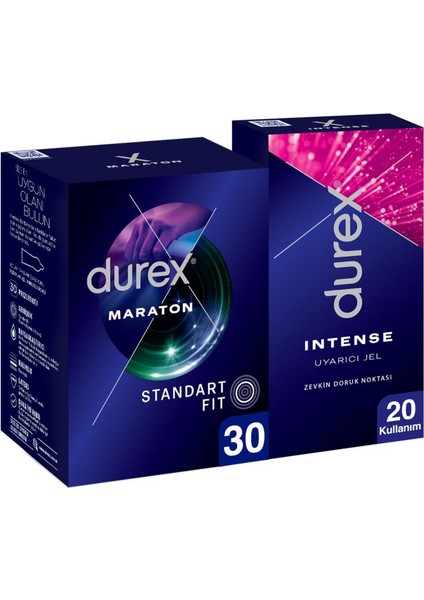 Maraton Prezervatif 30'lu + Durex Intense Jel 10 ml