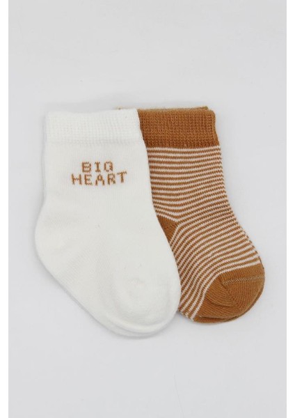 Nessiworld Bistyle Big Heart Penye Soket Çorap 2'li BS10117 Hardal