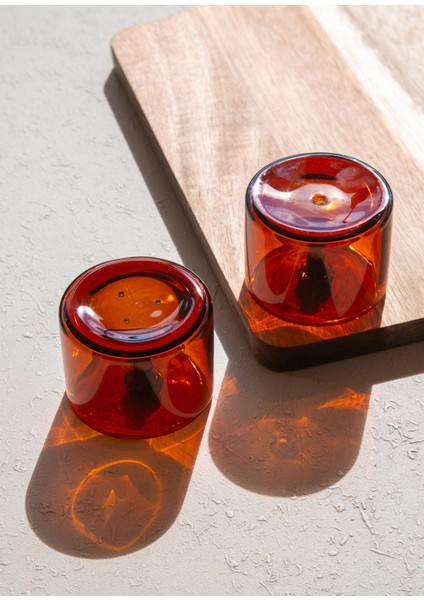 Yuvarlak Tuzluk Biberlik 2li Set Amber 6x5 cm