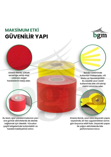 Agrı Bandı Sarı-Kırmızı Takım Paketi Kinesio Tape 4,5 Metre x 5cm