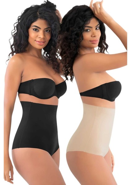 Kadın Lazer Kesim Toparlayıcı Yüksek Bel Slip Korse 2'li Set