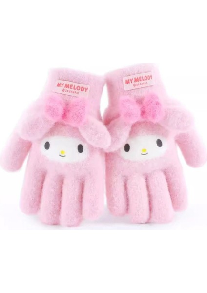 Pembe Örme Yumuşacık Sıcacık Eldiven Pembe Kulak Fiyonk 3-8 Yaş fiyatları