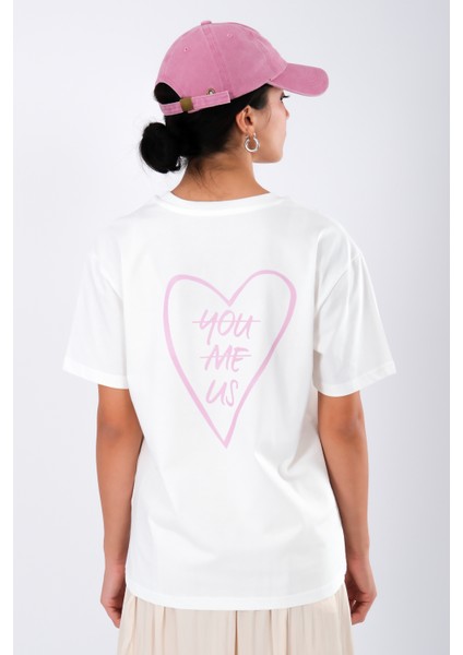 You Me Us Relaxed Fit Kadın T-Shirt Ekru modelleri