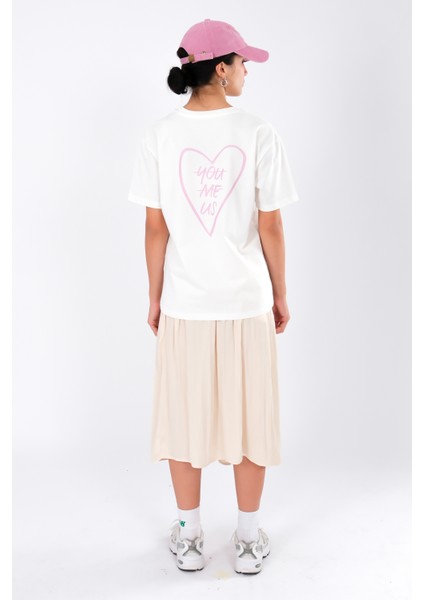 You Me Us Relaxed Fit Kadın T-Shirt Ekru indirimleri