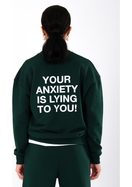 Anxiety Relaxed Fit Sweatshirt Kadın - Yeşil fiyatları