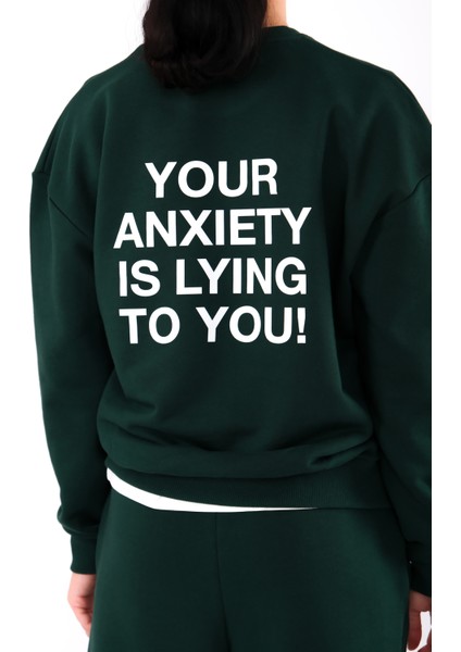 Anxiety Relaxed Fit Sweatshirt Kadın - Yeşil fırsatları
