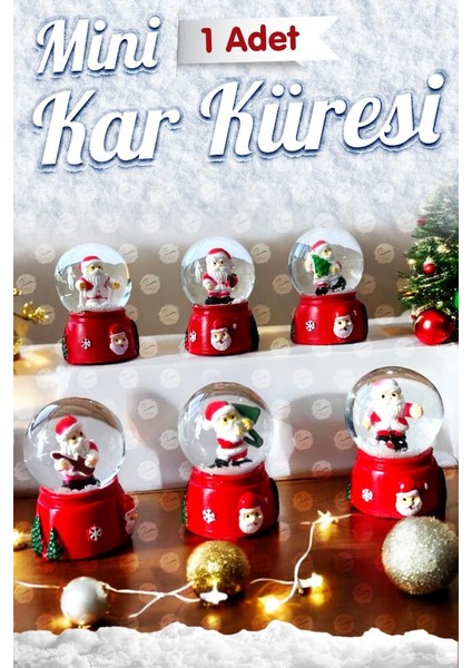 Yılbaşı Temalı 6cm Dekoratif Mini Kar Küresi (1 Adet) Happy-Christmas Yılbaşı Yeni Yıl Hediye -T1097