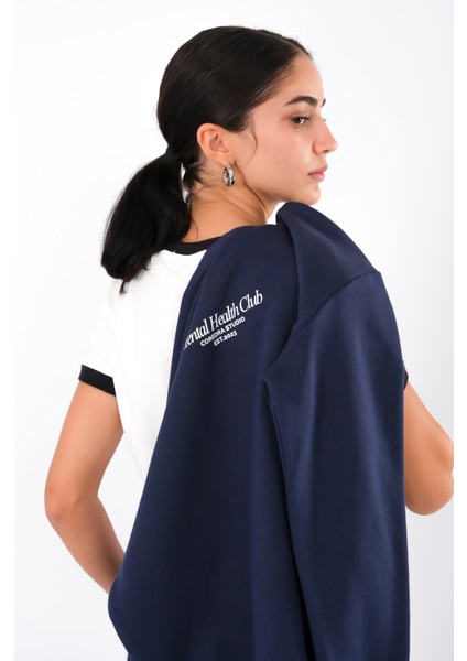 Mental Health Club Relaxed Fit Sweatshirt Kadın - Lacivert modelleri