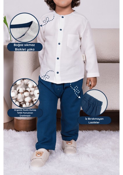 Organik Muslin Takım Kız Erkek Bebek Çocuk Uzun Kollu Muslin Takım fiyatları